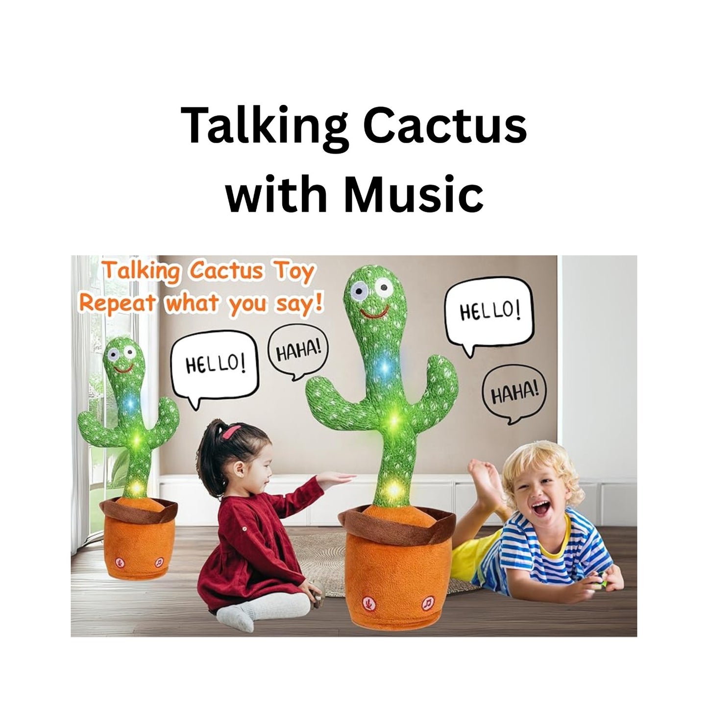 Dancing Cactus Toy for Kids Singing, Dancing & Talking Mimicking Plush Toy
