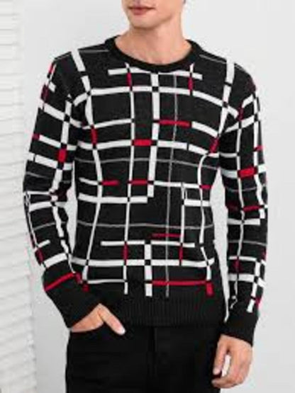 Men's Autumn & Winter Long Sleeve Striped T-Shirt – Casual O-Neck Fashion Tee for Men (Size Extra Large)