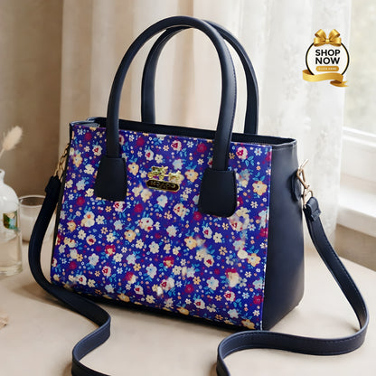 Women’s Shoulder Bag With Vibrant Floral Print And Practical Detachable Shoulder Strap | Black