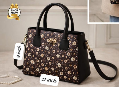 Women’s Shoulder Bag With Vibrant Floral Print And Practical Detachable Shoulder Strap | Black