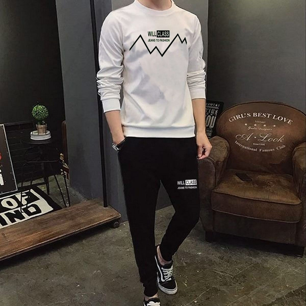 Stylish Classic Branded Men's Tracksuit Set – Premium T-Shirt & Trouser Combo for Casual Wear, Gym & Daily Use (Size Extra Large)
